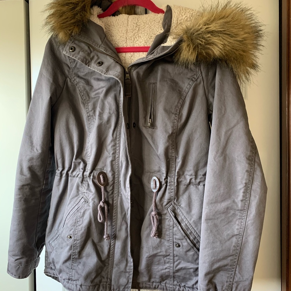 H&M Winter Coat Parka with removal Fur hood-liner